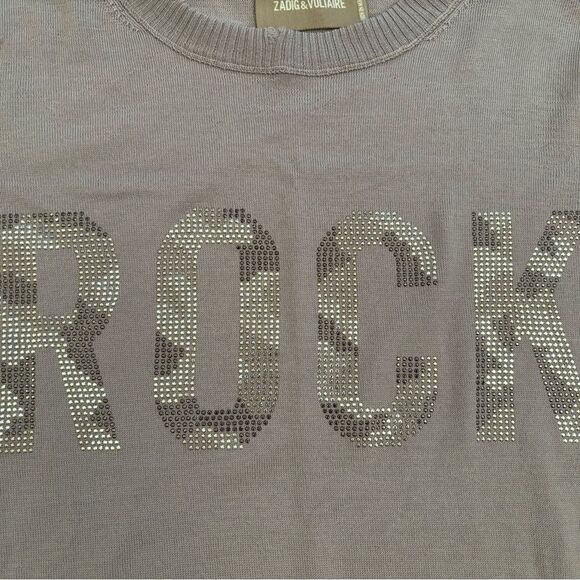 Zadig & Voltaire Miss Camo Rock Strauss grey merino wool sweater NWT - Picture 3 of 6